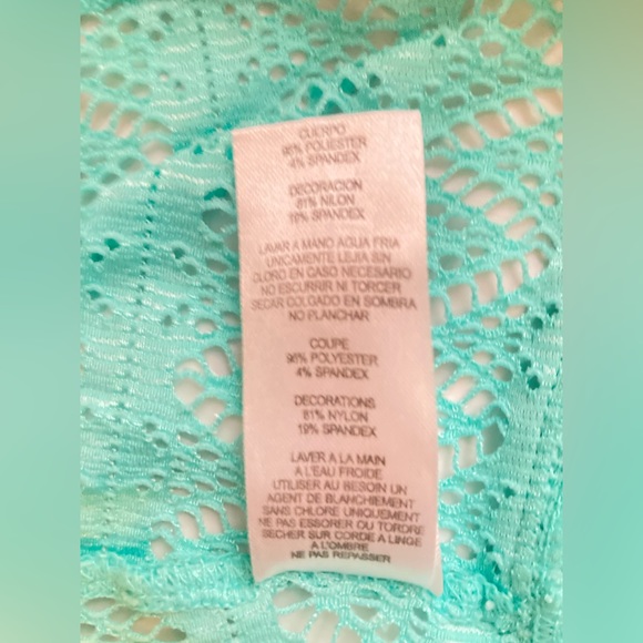 Hula Honey Turquoise Lacey Ruffled Open Back versatile Strap Bikini Top M EUC - Picture 13 of 14